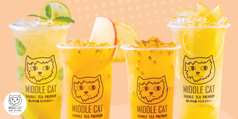 ส่วนลด 10% เมื่อชื้อเครื่องดื่มครบ 100 บาท ที่ Middle cat bubble tea Premium